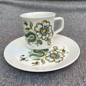 Johnson Brothers England Floral Cup and Saucer Set Mid-Century Loreto flower
